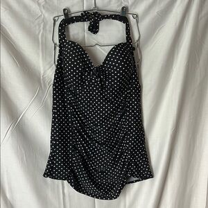 Merona Black and White Ruched Tie Front One Piece
